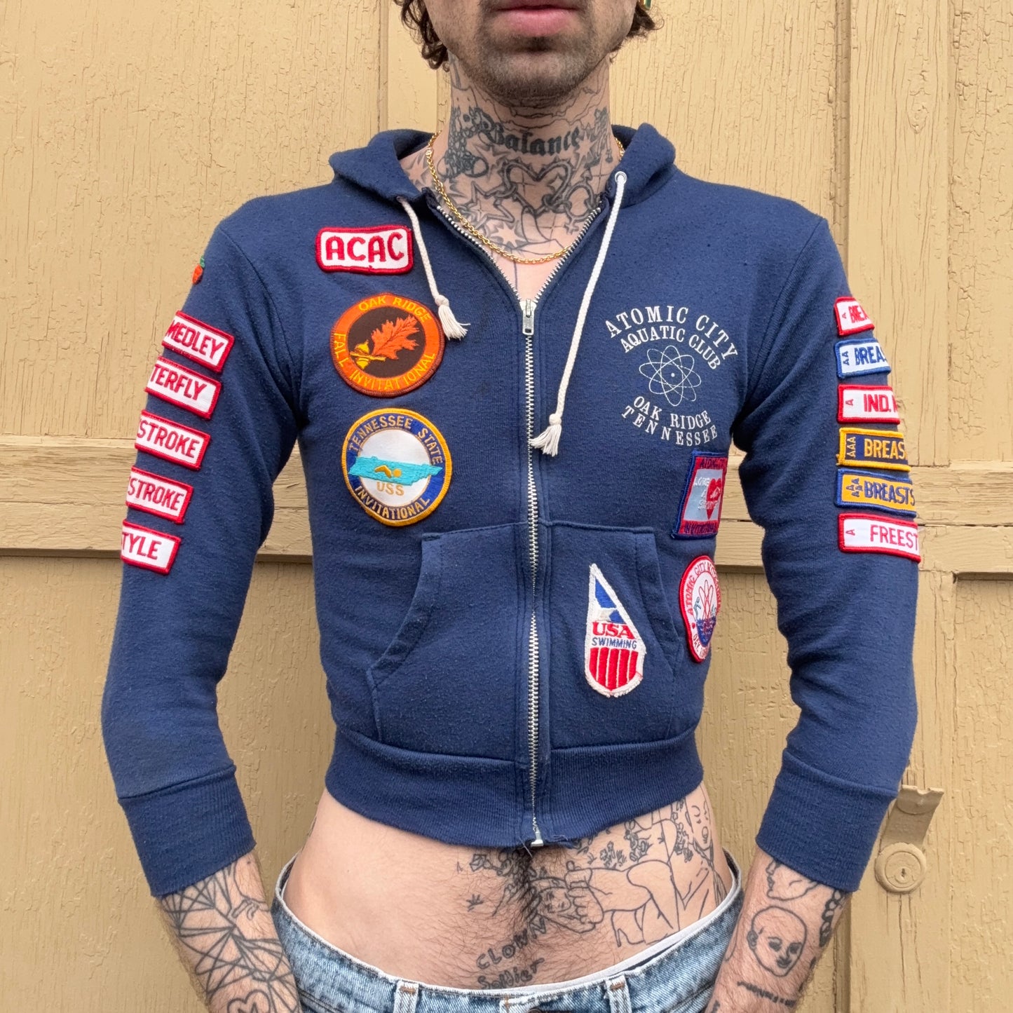 1970s Patched Swimmers Hoodie