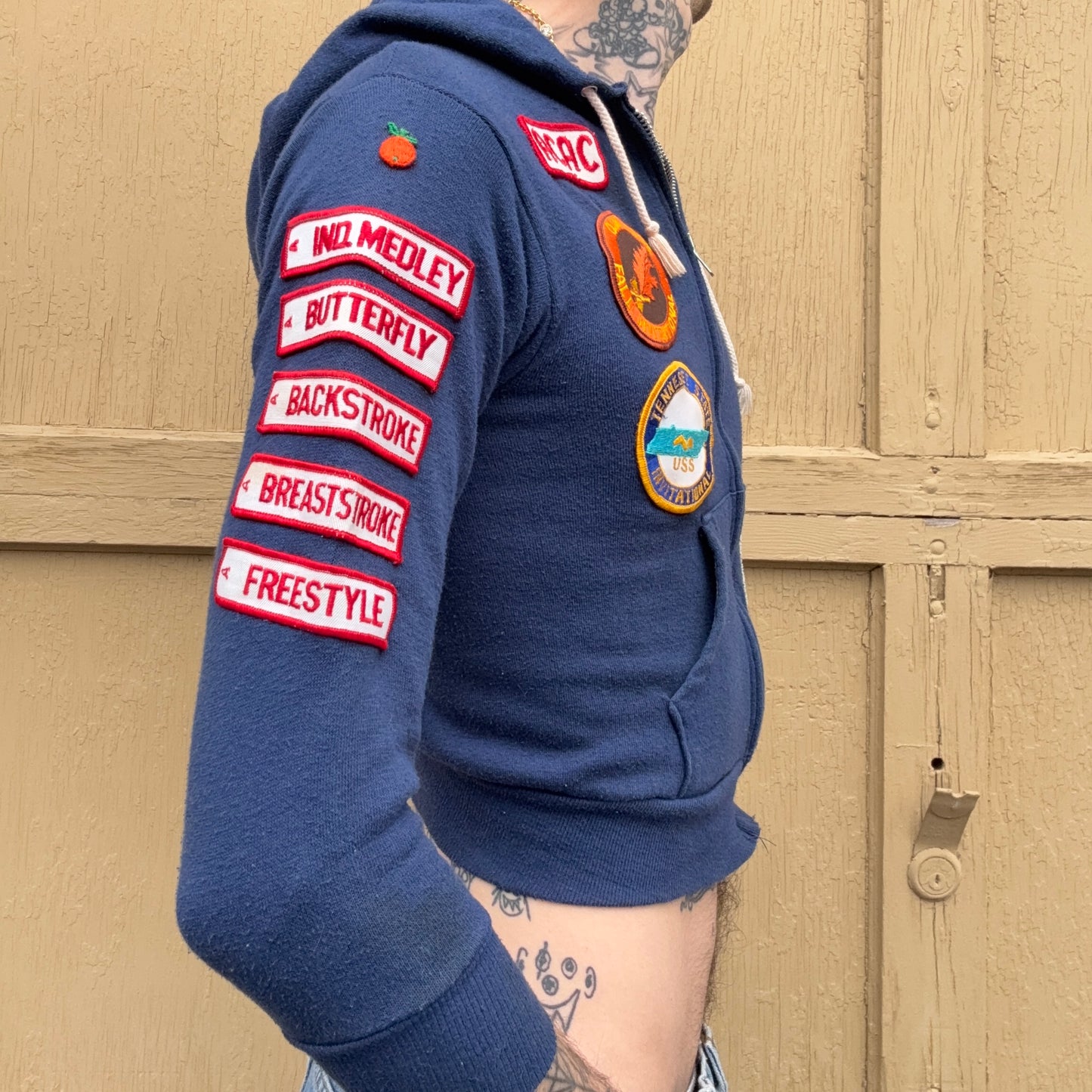 1970s Patched Swimmers Hoodie