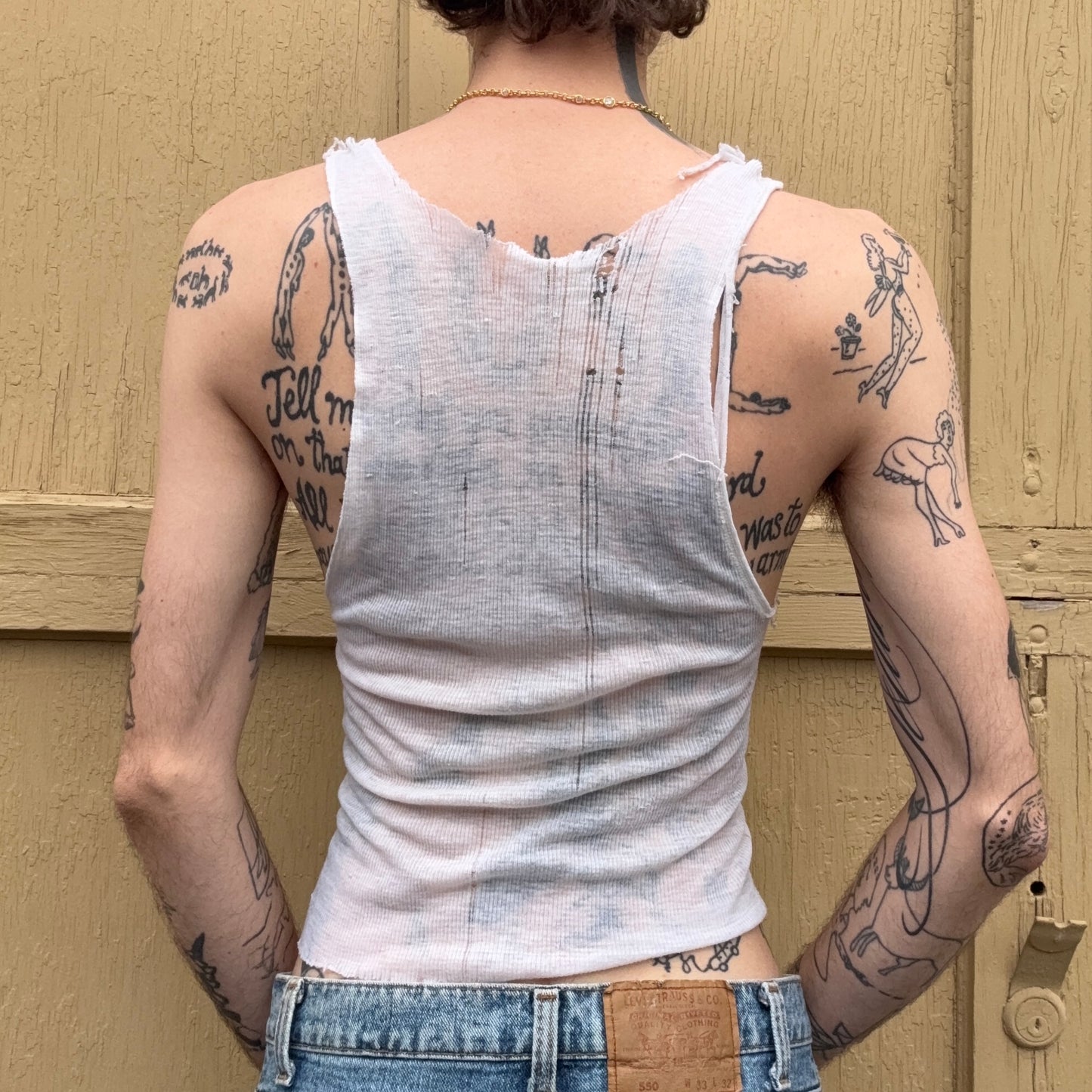 1950s Sheer Knit Thrashed Tank
