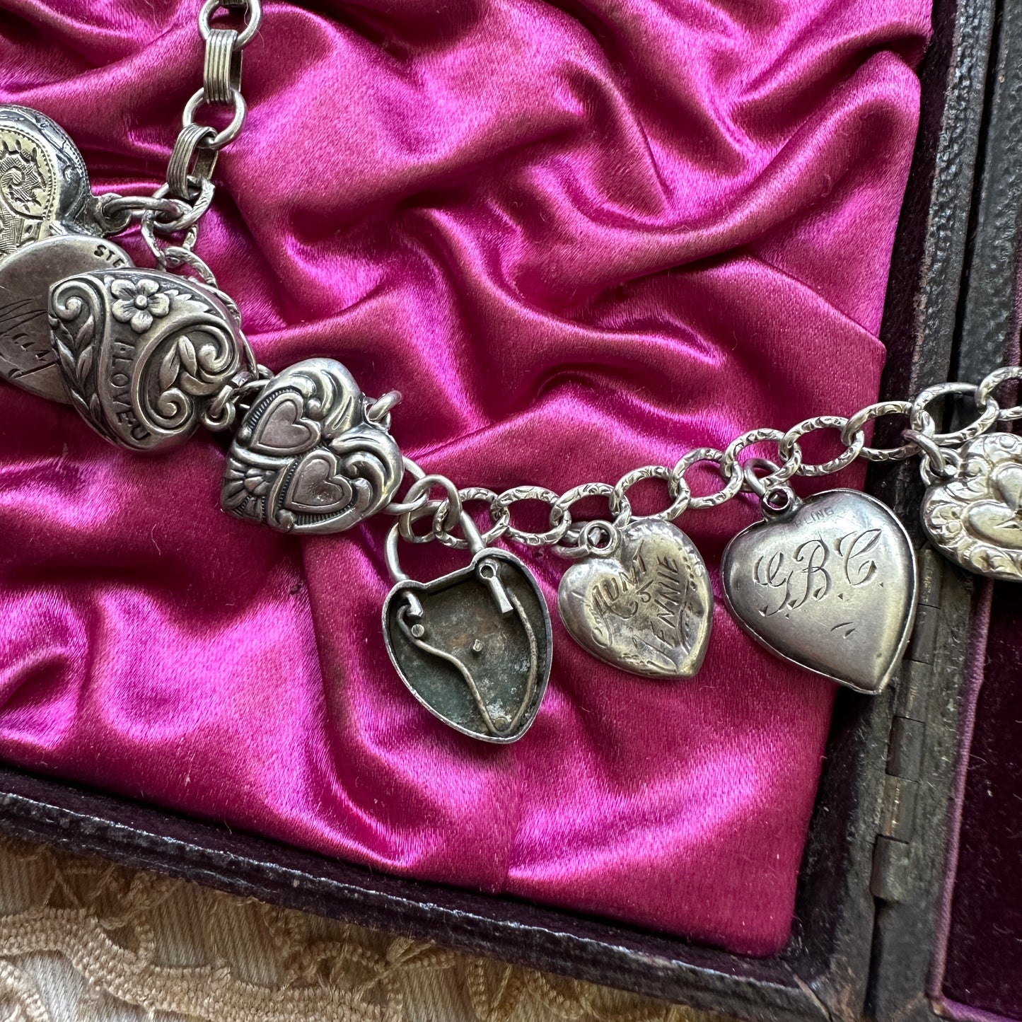 Antique Silver Heart Charm Necklace