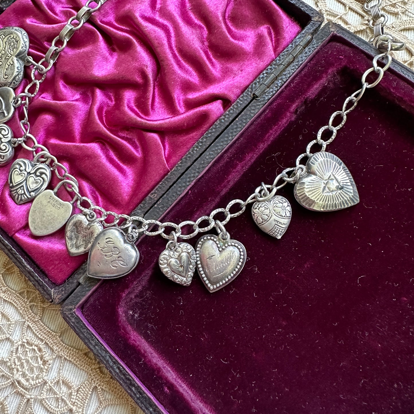 Antique Silver Heart Charm Necklace