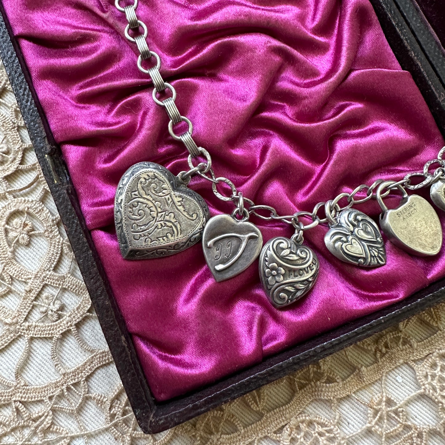 Antique Silver Heart Charm Necklace