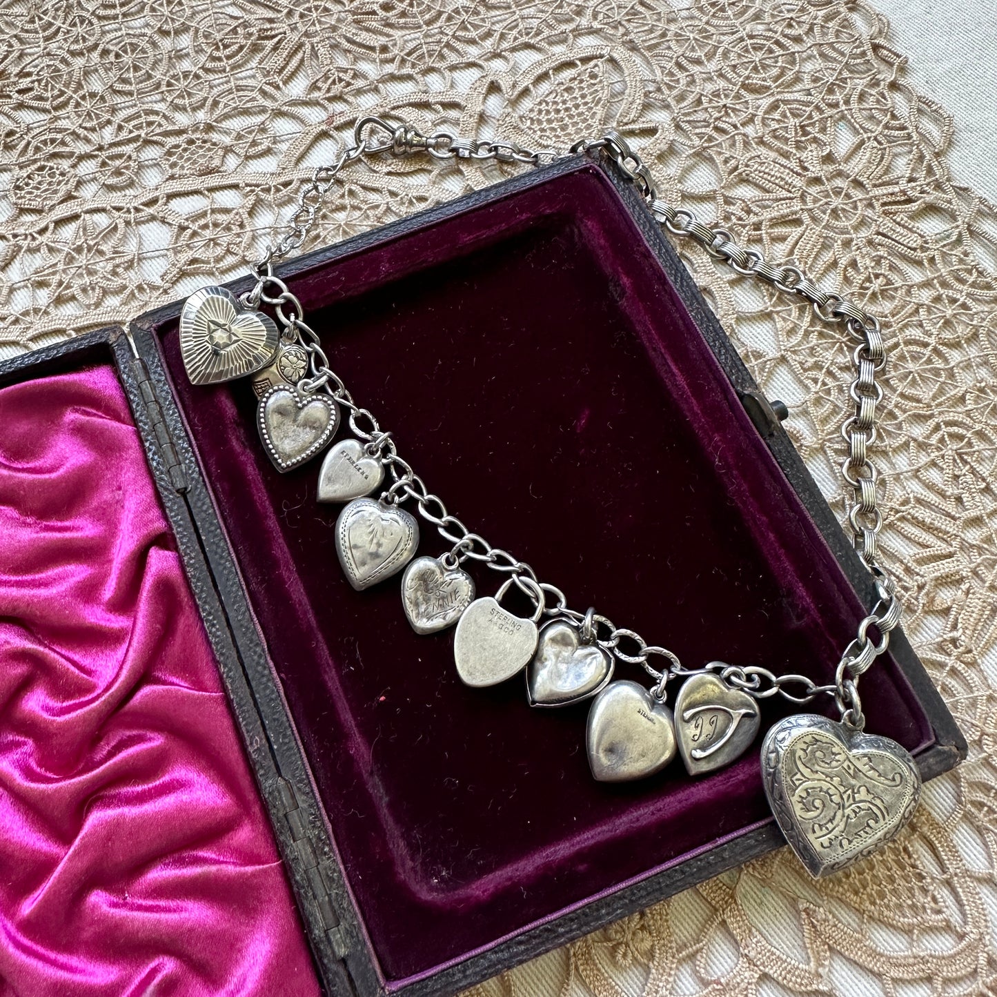 Antique Silver Heart Charm Necklace