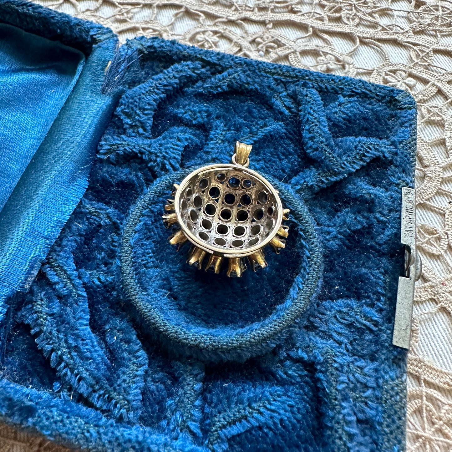 1960s Gold over Silver Sapphire Sputnik Charm