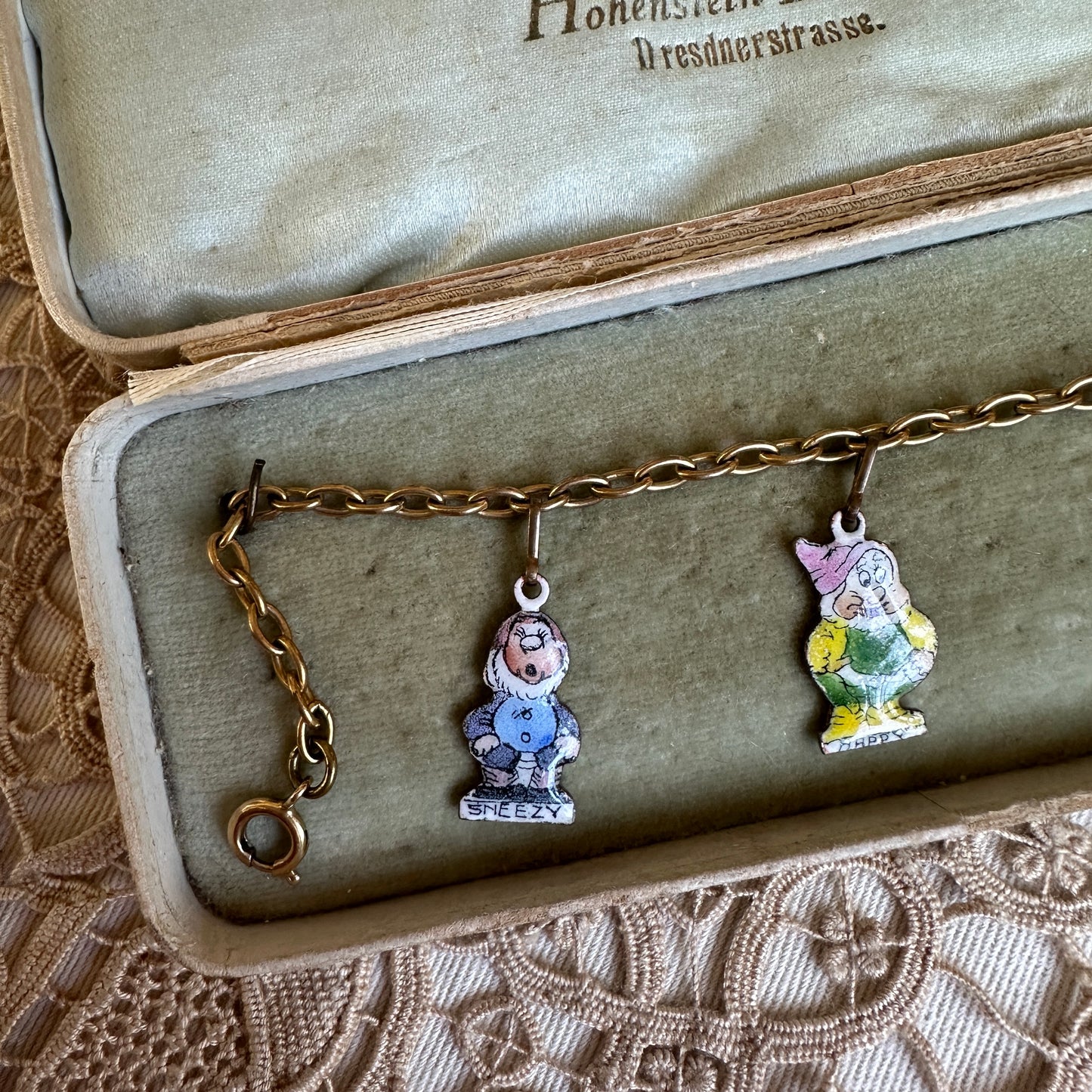 1930s Snow White Enameled Charm Bracelet