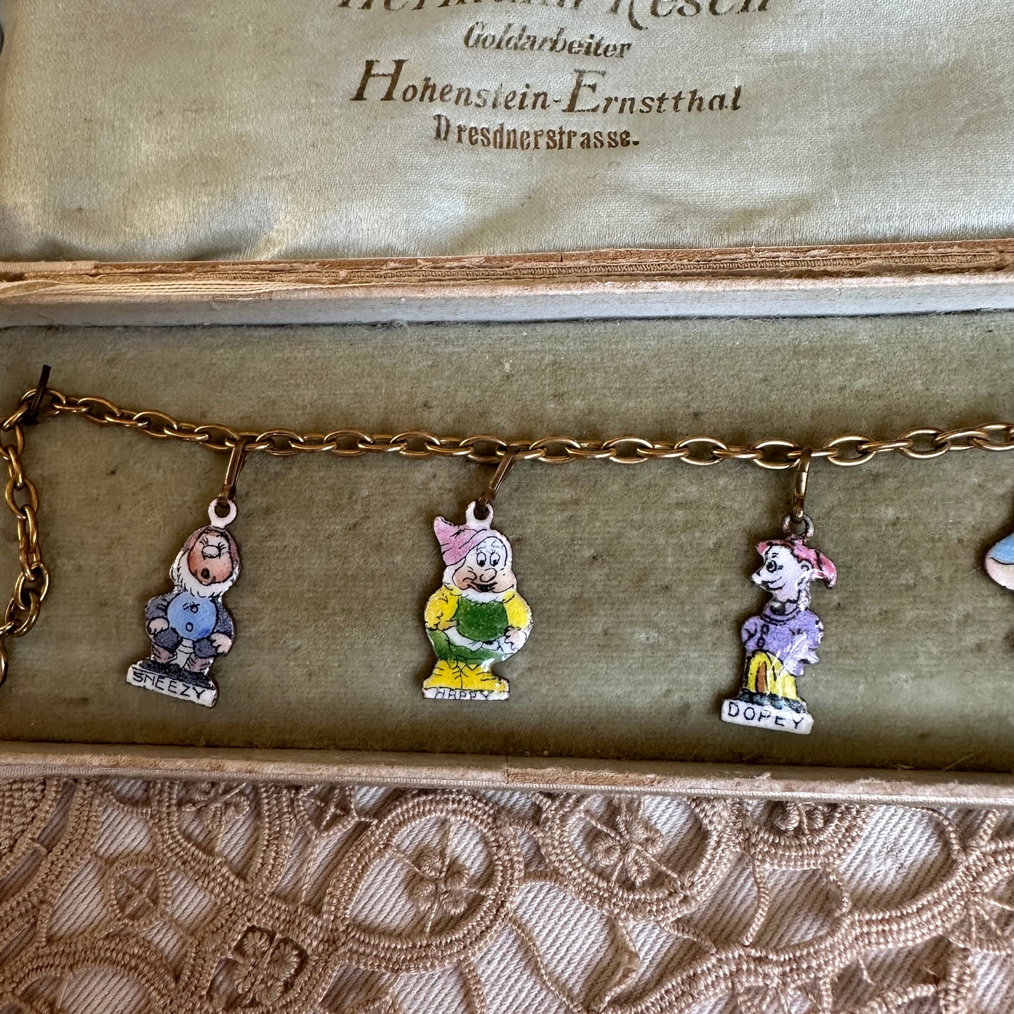 1930s Snow White Enameled Charm Bracelet