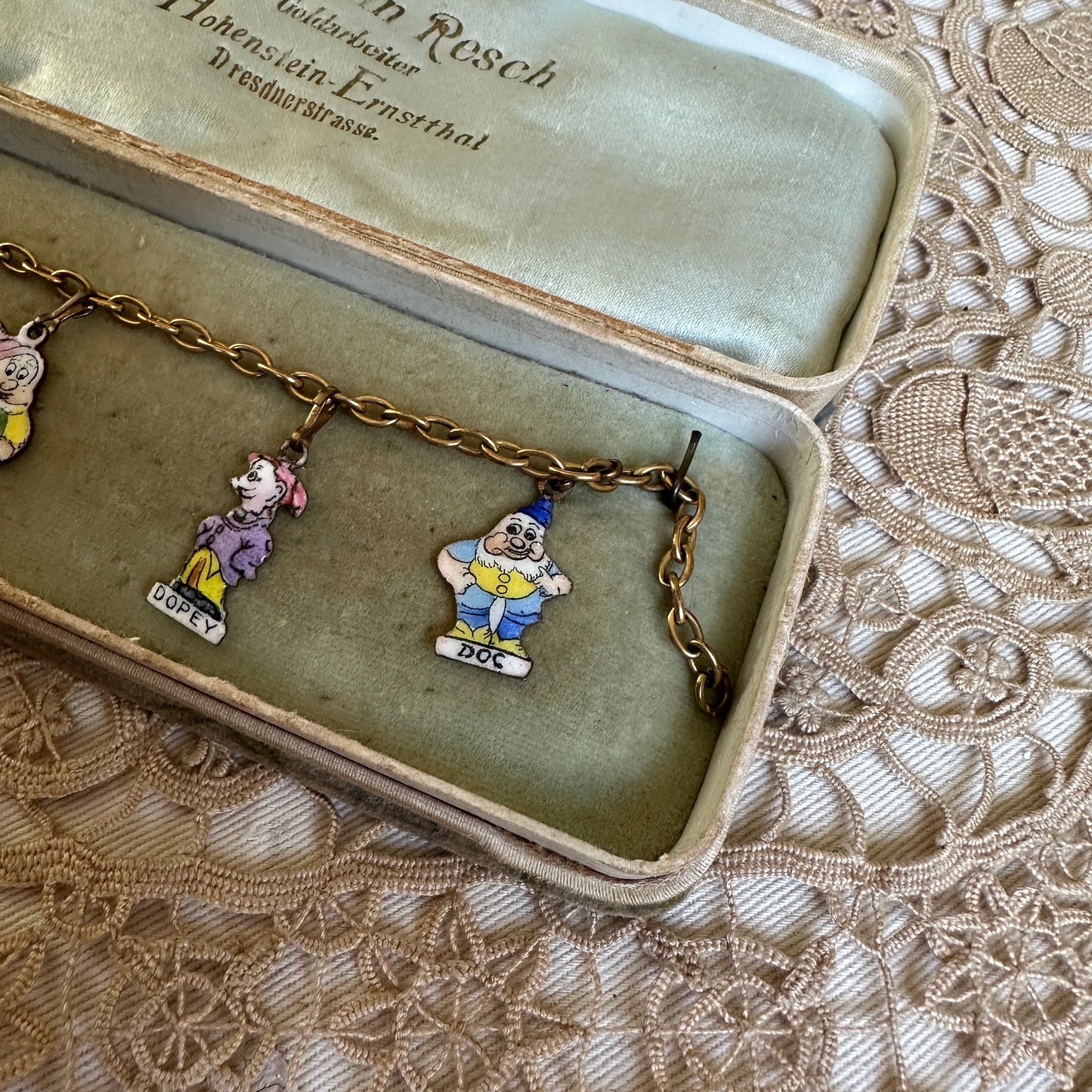 1930s Snow White Enameled Charm Bracelet