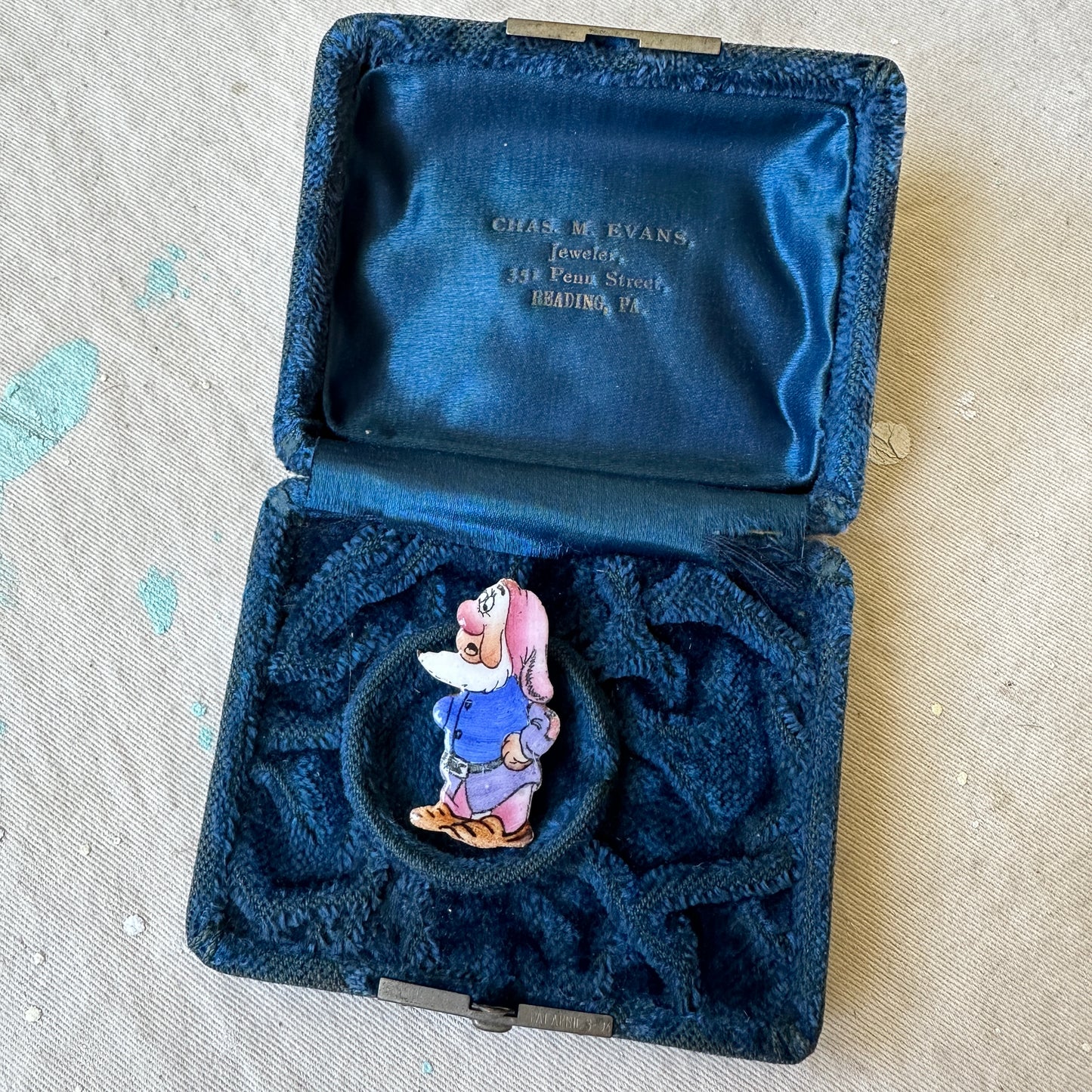 1930s Snow White Sneezy Dwarf Enameled Pin